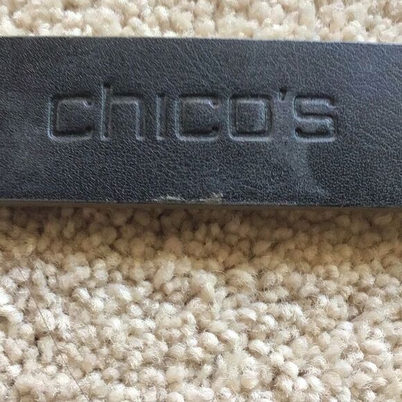 Chico's Blue Bead Faux Leather Adjustable Length Belt Silver Buckle - Picture 9 of 11